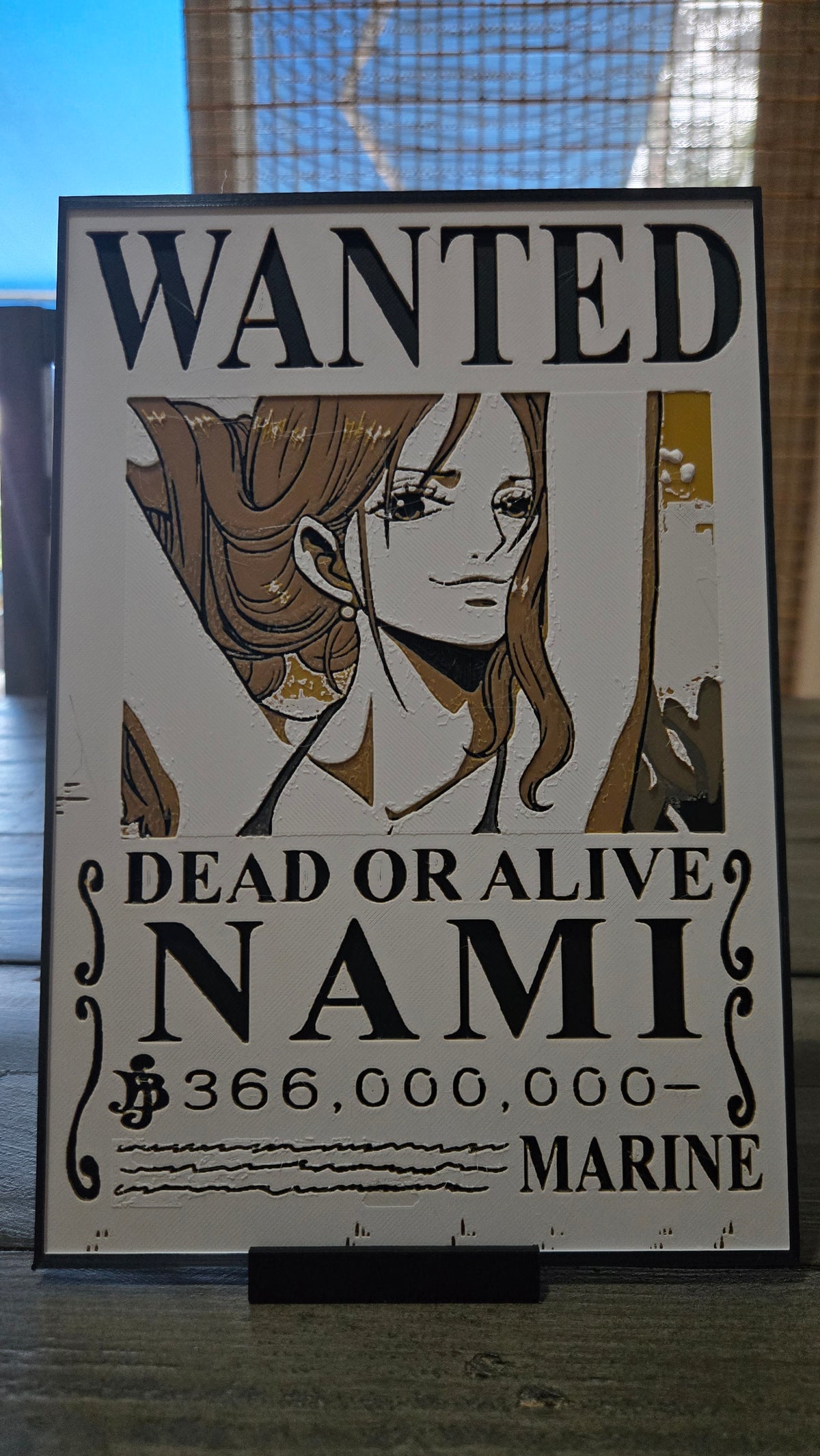 Cat Burglar Nami Wanted Poster – One Piece 3D-Printed HueForge Art