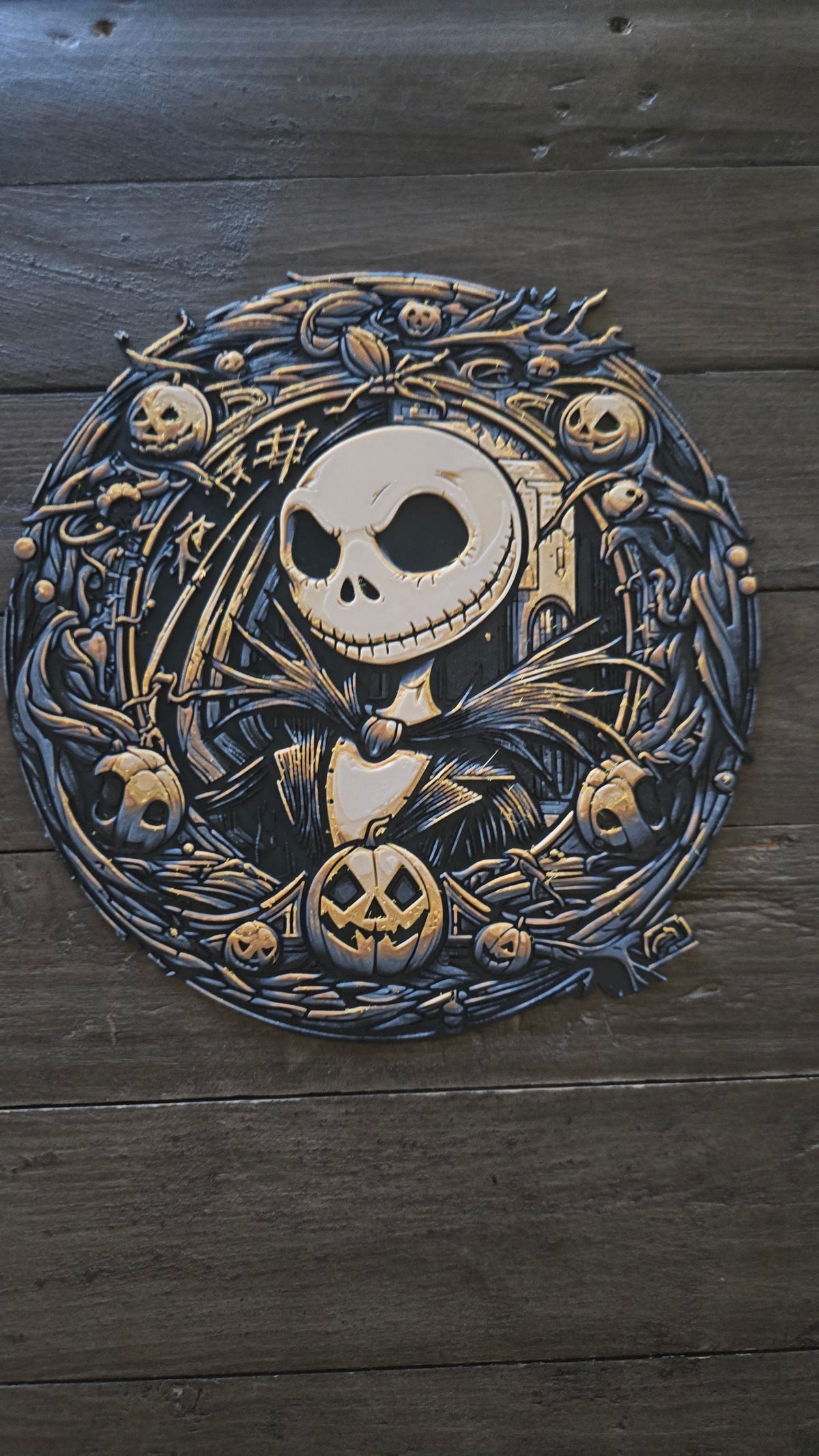 Jack Skellington Halloween Town – Circular 3D-Printed HueForge Art