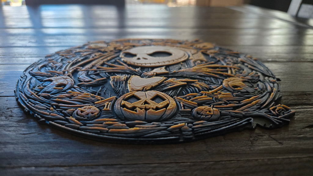 Jack Skellington Halloween Town – Circular 3D-Printed HueForge Art