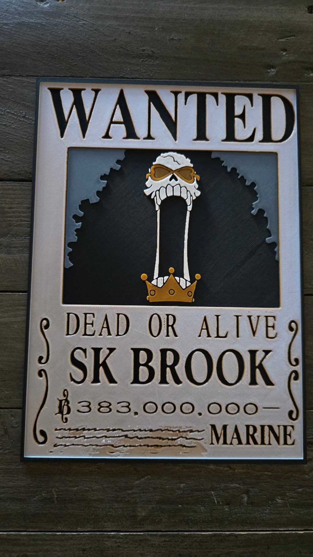 Soul King Brook Wanted Poster – One Piece 3D-Printed HueForge Art