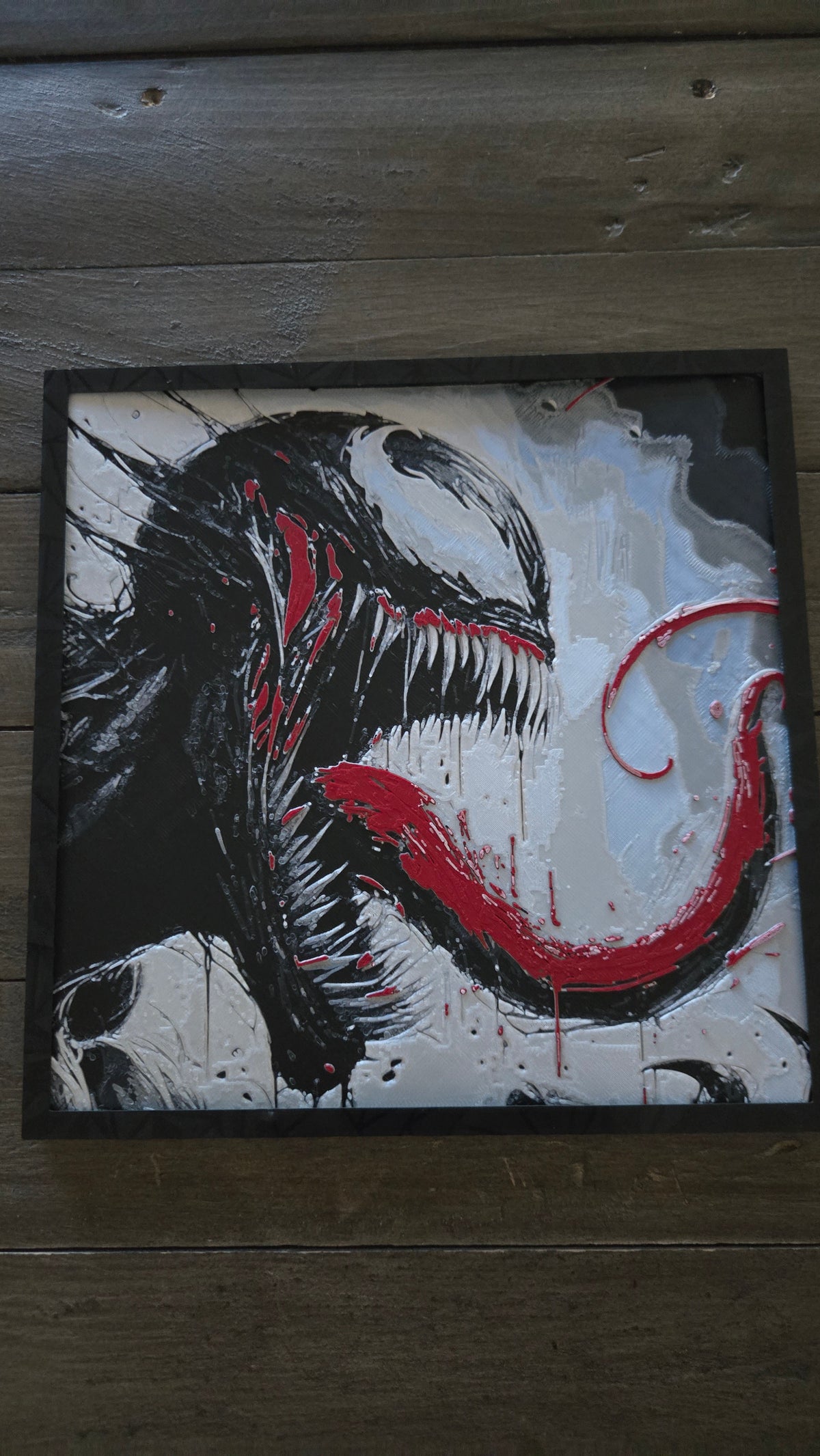 Venom Symbiote Portrait – 3D-Printed HueForge Art