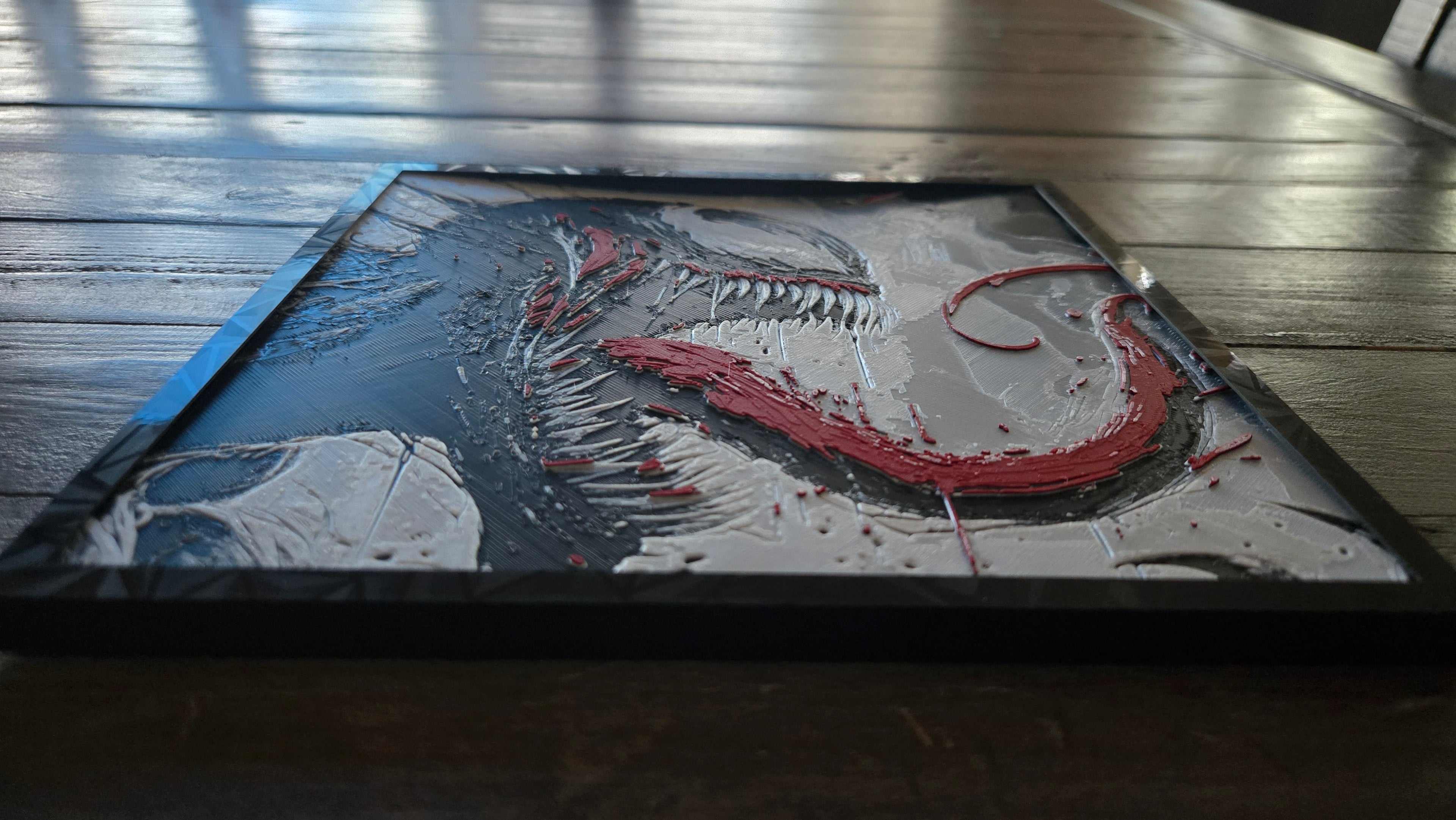 Venom Symbiote Portrait – 3D-Printed HueForge Art