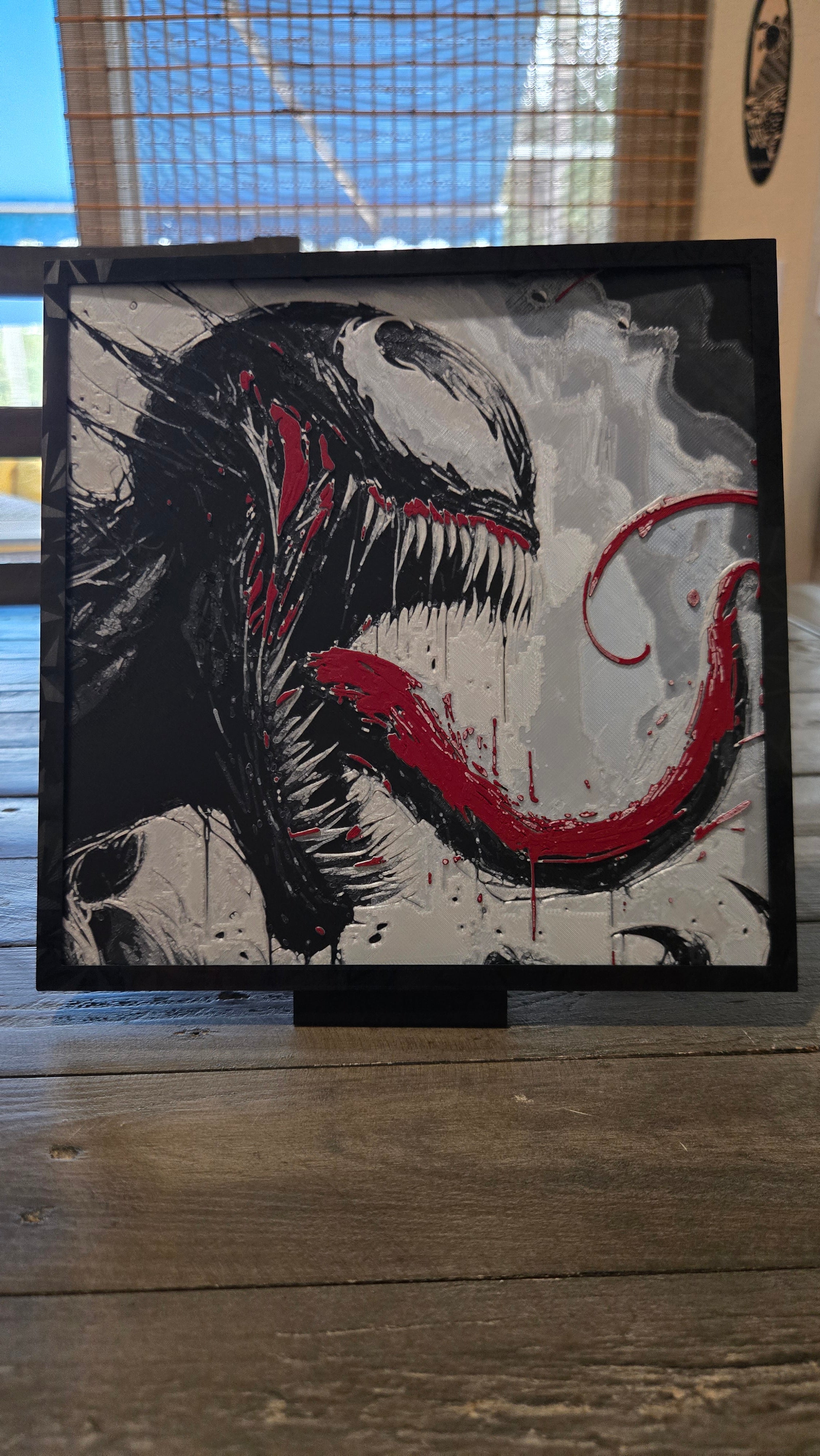 Venom Symbiote Portrait – 3D-Printed HueForge Art