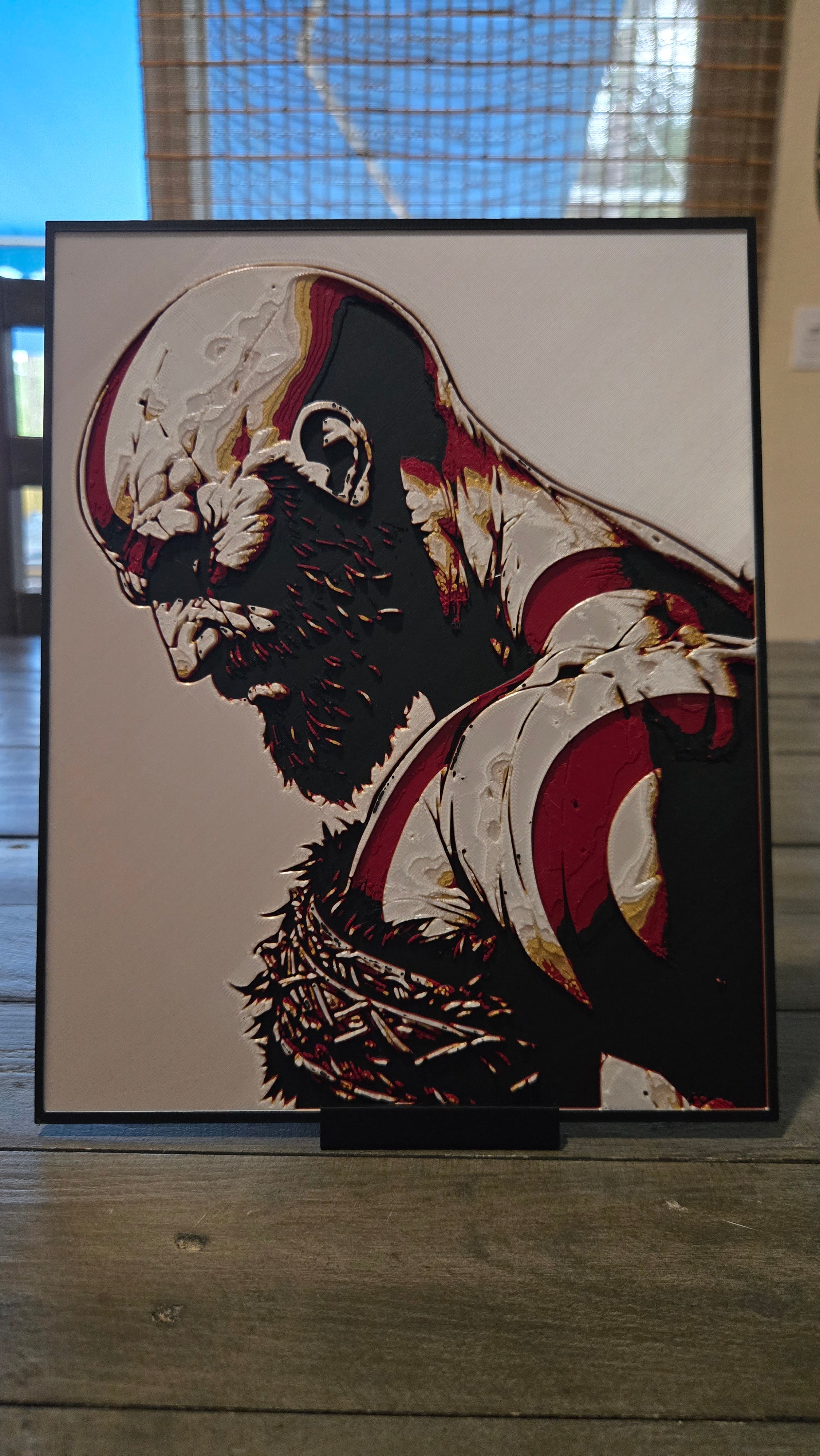 Kratos God of War Portrait – 3D-Printed HueForge Art