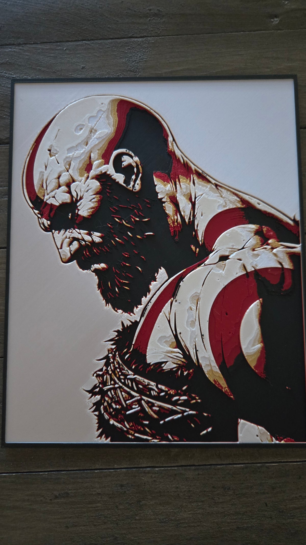 Kratos God of War Portrait – 3D-Printed HueForge Art