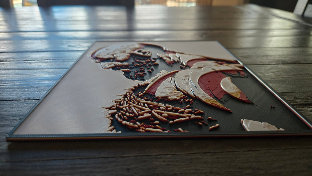 Kratos God of War Portrait – 3D-Printed HueForge Art