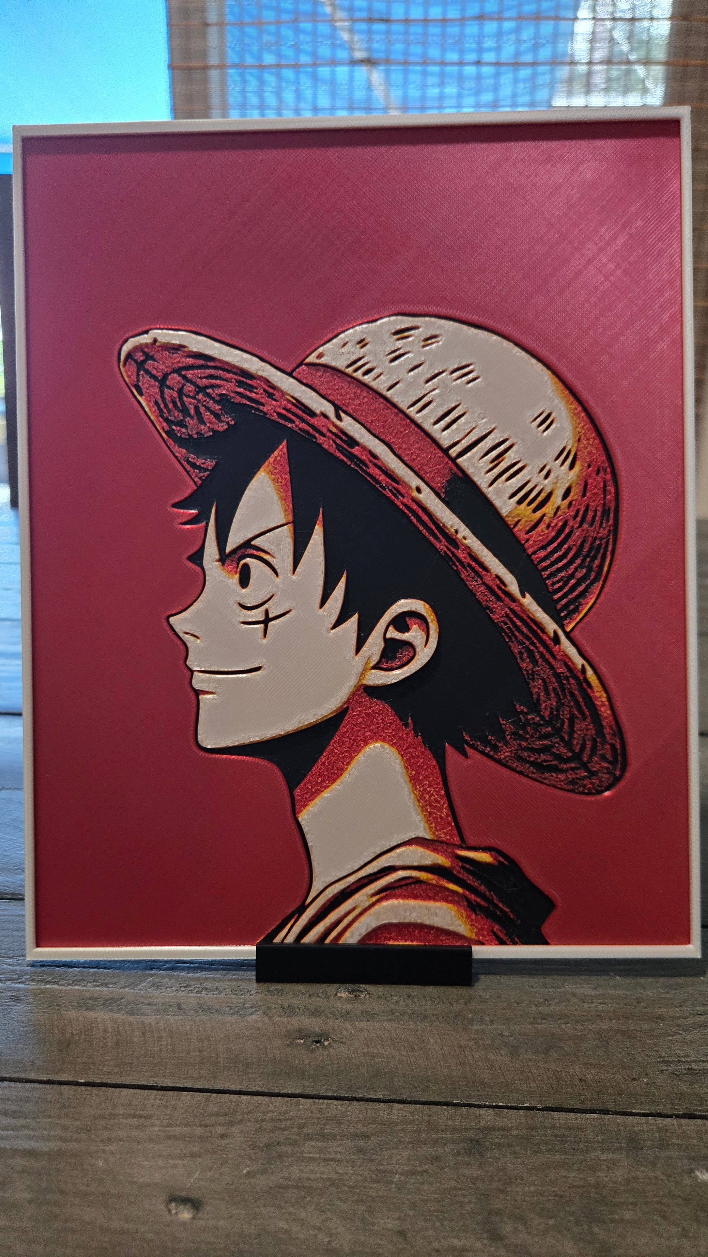 Luffy Straw Hat Portrait – 3D-Printed HueForge Art