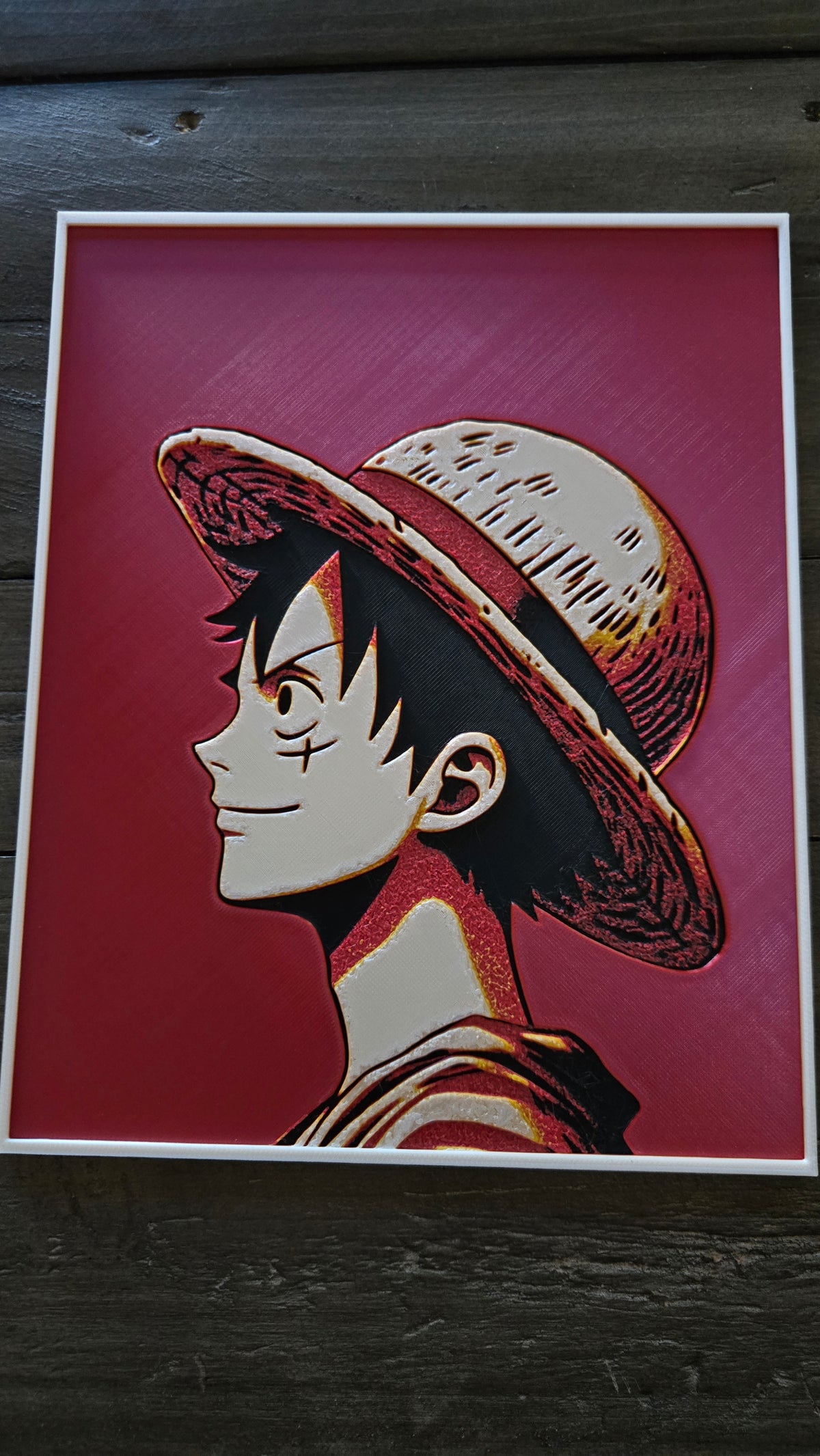 Luffy Straw Hat Portrait – 3D-Printed HueForge Art