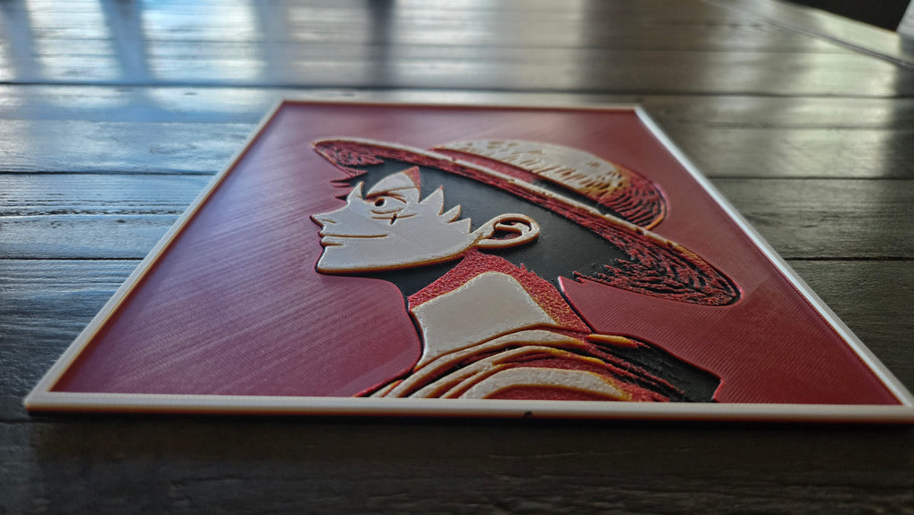 Luffy Straw Hat Portrait – 3D-Printed HueForge Art