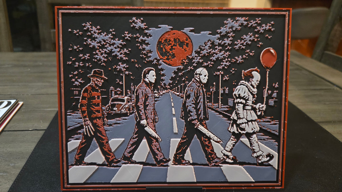 Horror Icons Crossing – 3D-Printed HueForge Art
