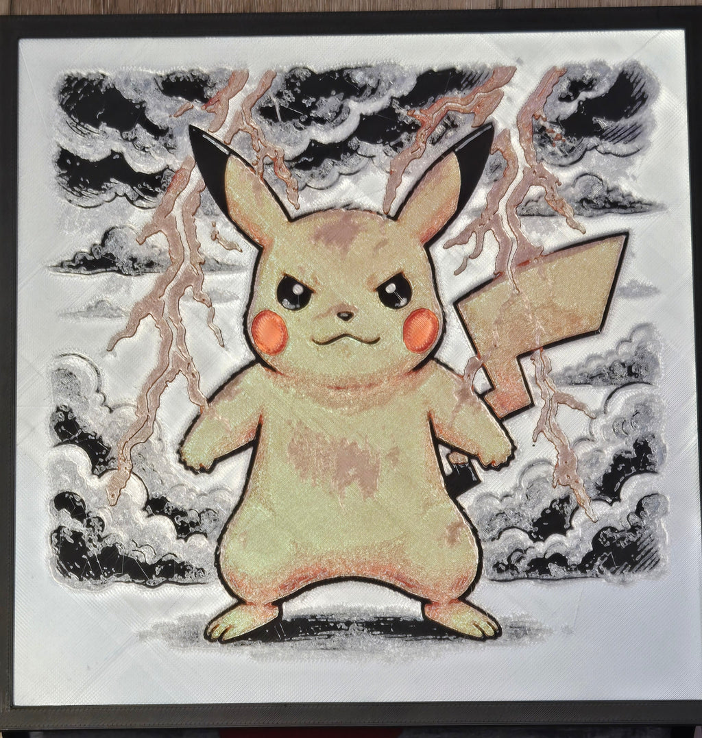 Pokémon Pikachu Lightning – UV-Reactive HueForge Art