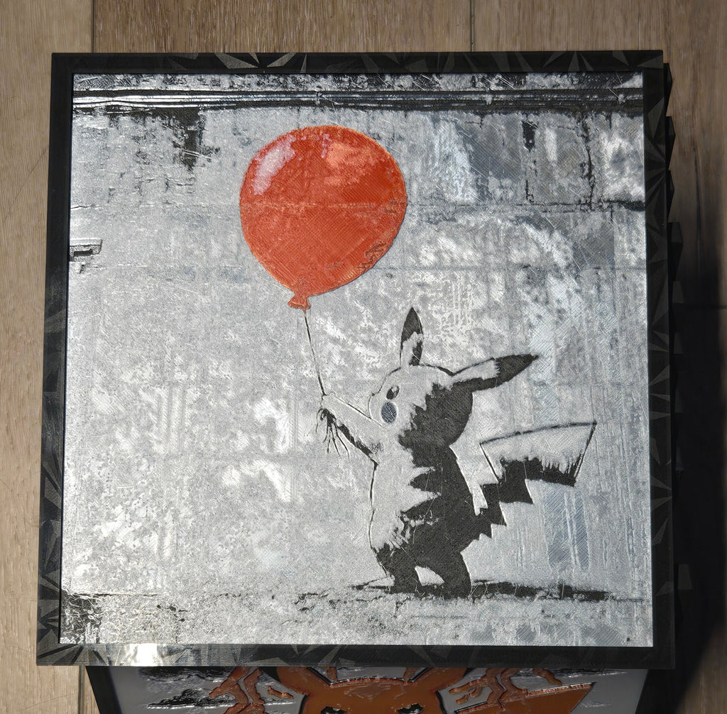 Pikachu Red Balloon Street Art – UV-Reactive HueForge Print