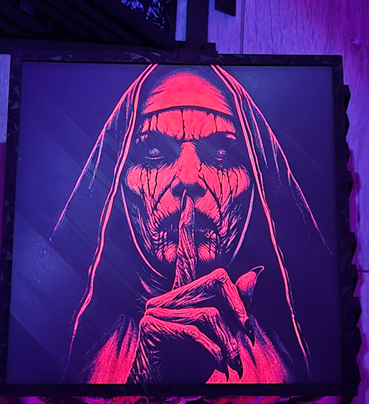 The Nun Valak – Glow-in-the-Dark Horror HueForge Art