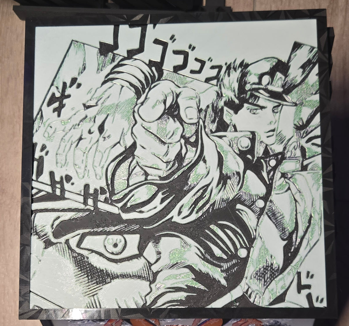 JoJo’s Bizarre Adventure Jotaro & Star Platinum – Framed UV-Reactive HueForge Art
