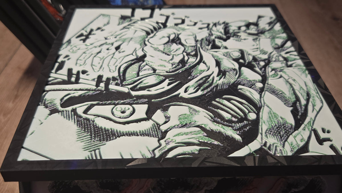 JoJo’s Bizarre Adventure Jotaro & Star Platinum – Framed UV-Reactive HueForge Art