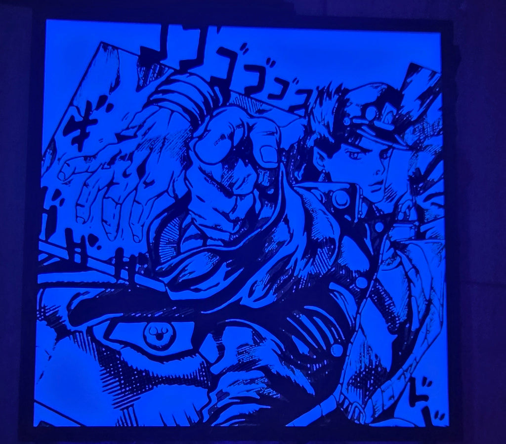 JoJo’s Bizarre Adventure Jotaro & Star Platinum – Framed UV-Reactive HueForge Art