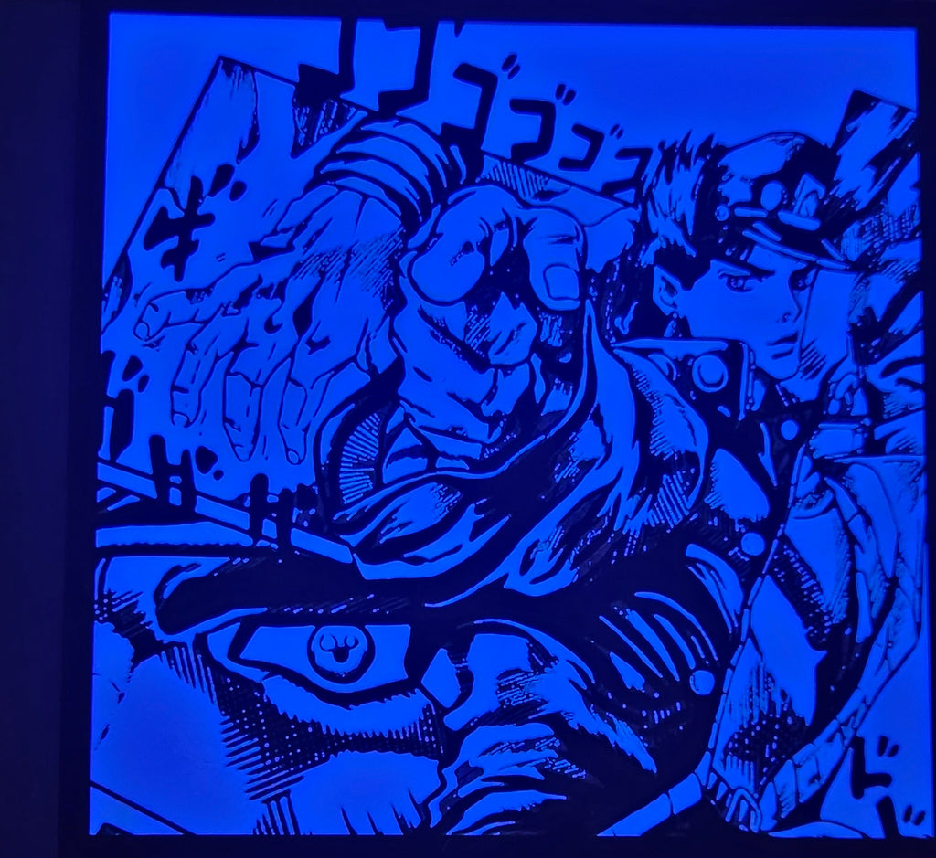 JoJo’s Bizarre Adventure Jotaro & Star Platinum – Framed UV-Reactive HueForge Art