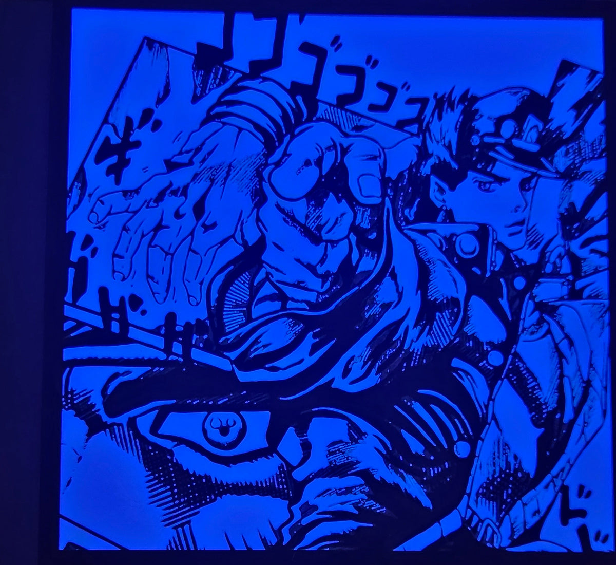 JoJo’s Bizarre Adventure Jotaro & Star Platinum – Framed UV-Reactive HueForge Art