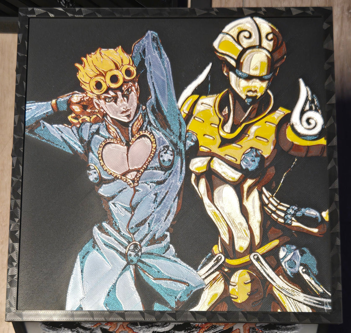 JoJo’s Bizarre Adventure Giorno & Gold Experience – Framed UV-Reactive HueForge Art