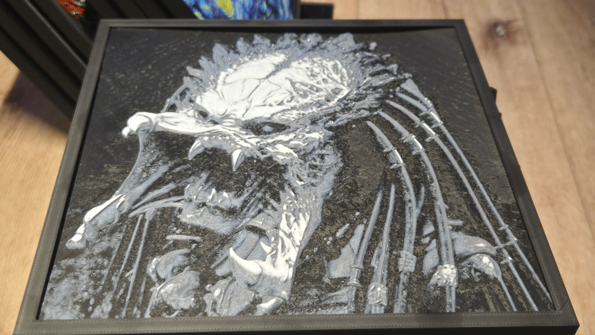 Predator Skeleton Warrior – Framed UV-Reactive HueForge Art
