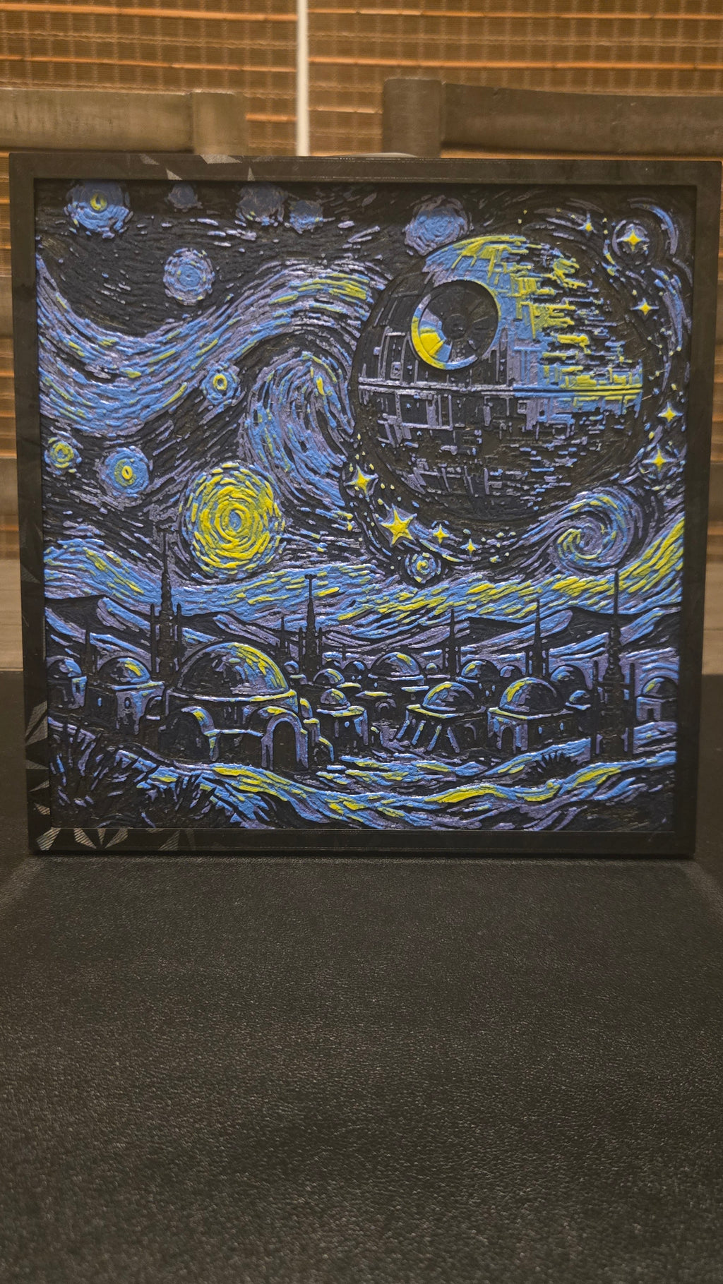 Death Starry Night – Framed UV-Reactive HueForge Art