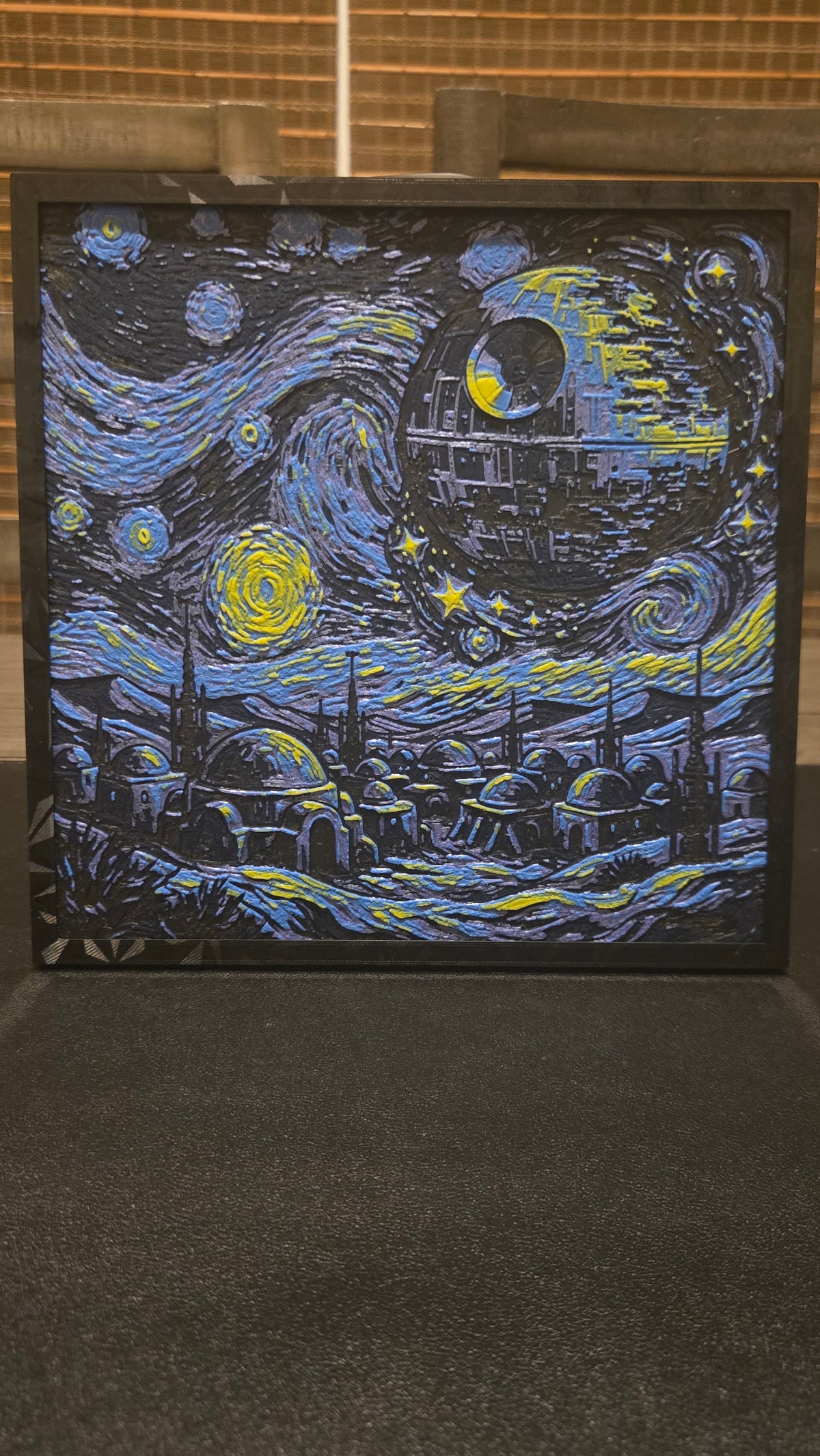 Death Starry Night – Framed UV-Reactive HueForge Art