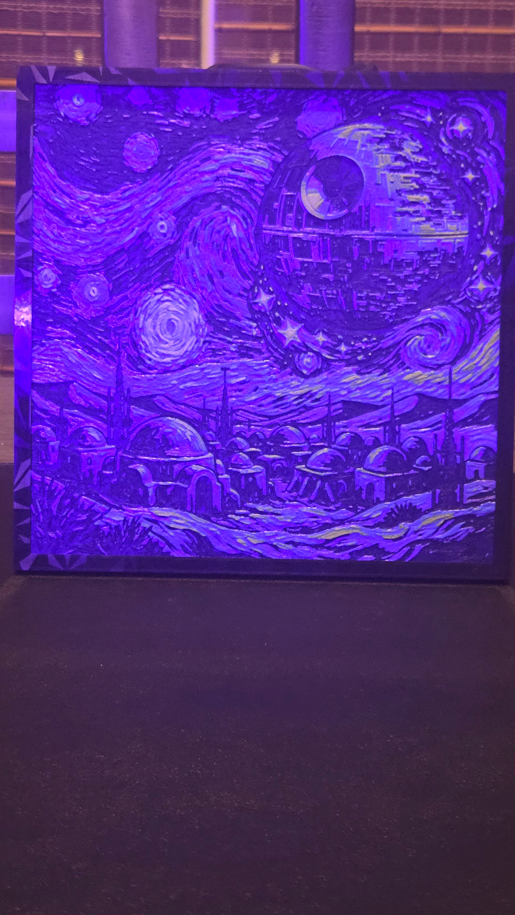 Death Starry Night – Framed UV-Reactive HueForge Art