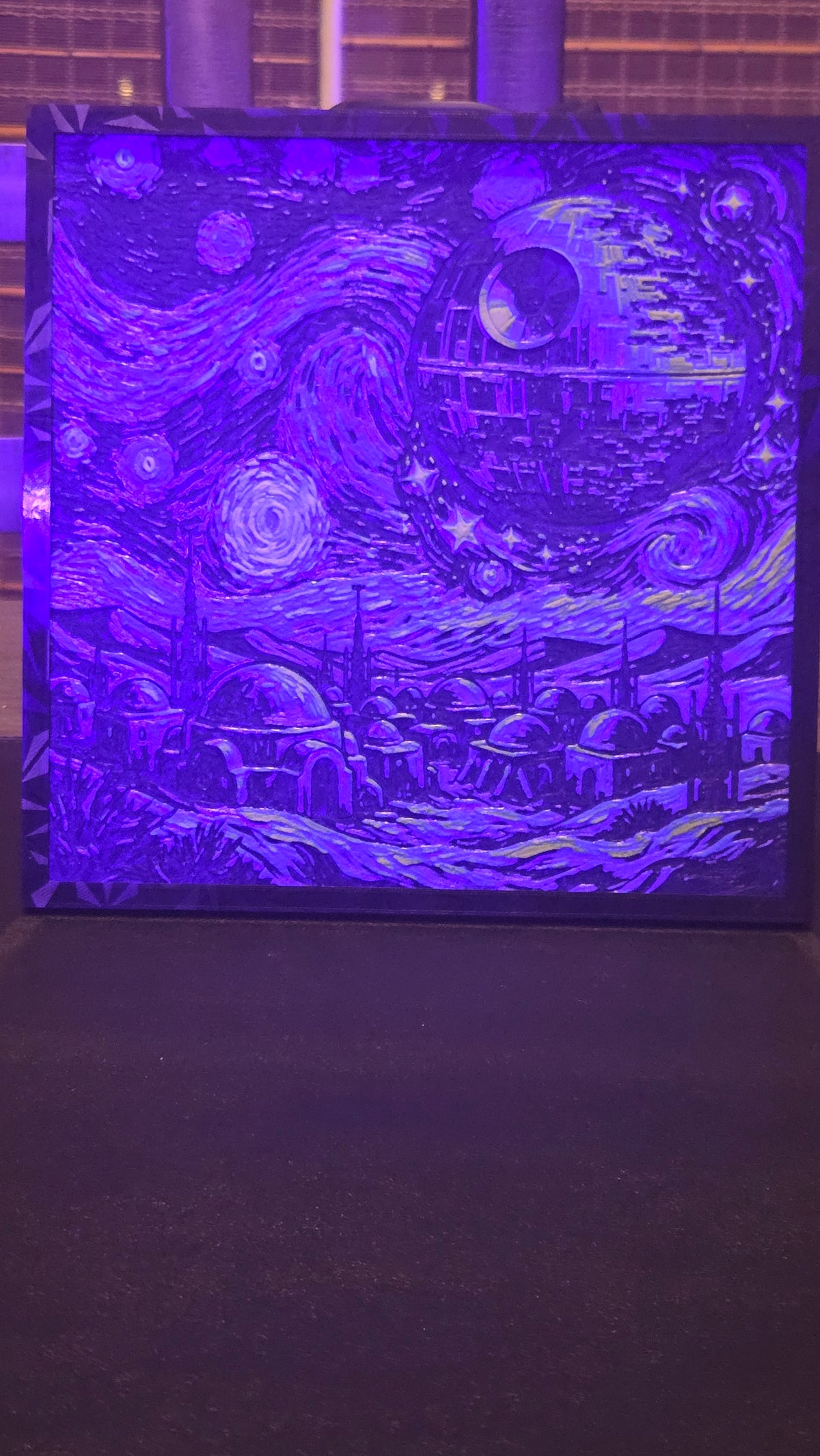 Death Starry Night – Framed UV-Reactive HueForge Art
