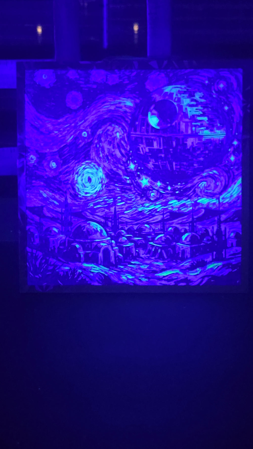 Death Starry Night – Framed UV-Reactive HueForge Art