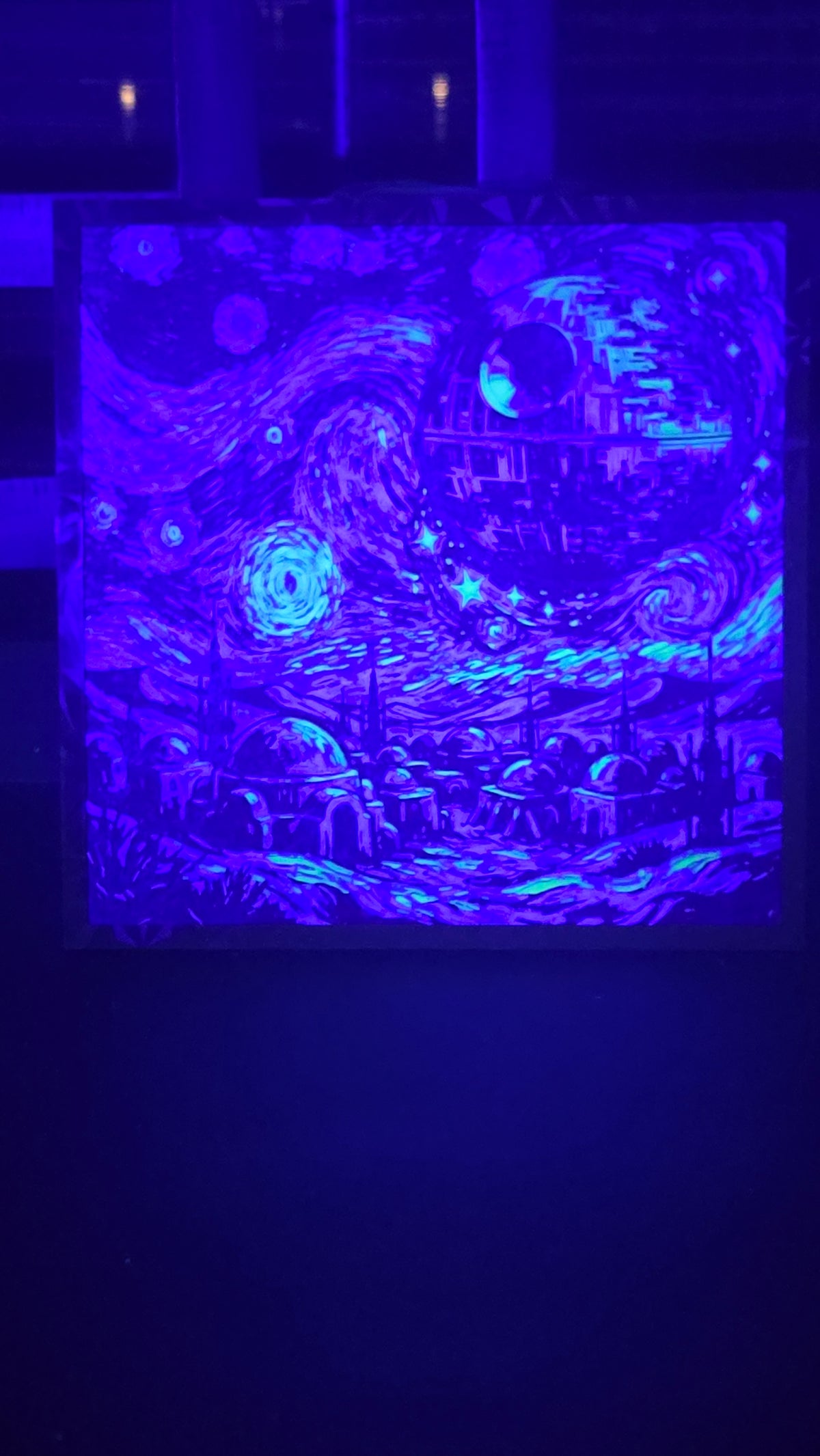 Death Starry Night – Framed UV-Reactive HueForge Art
