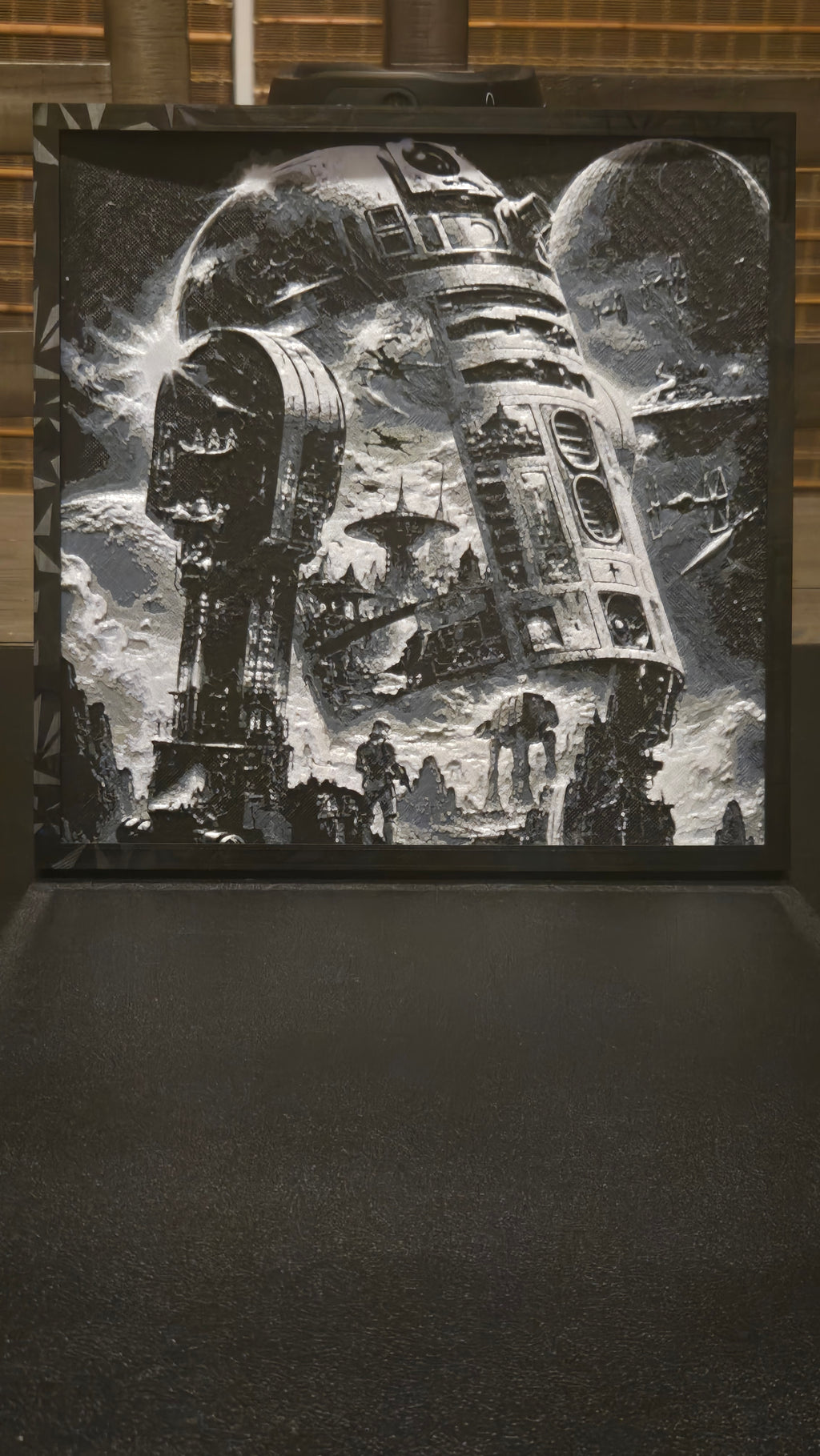 Star Wars R2-D2 Galactic Scene – Framed UV-Reactive HueForge Art