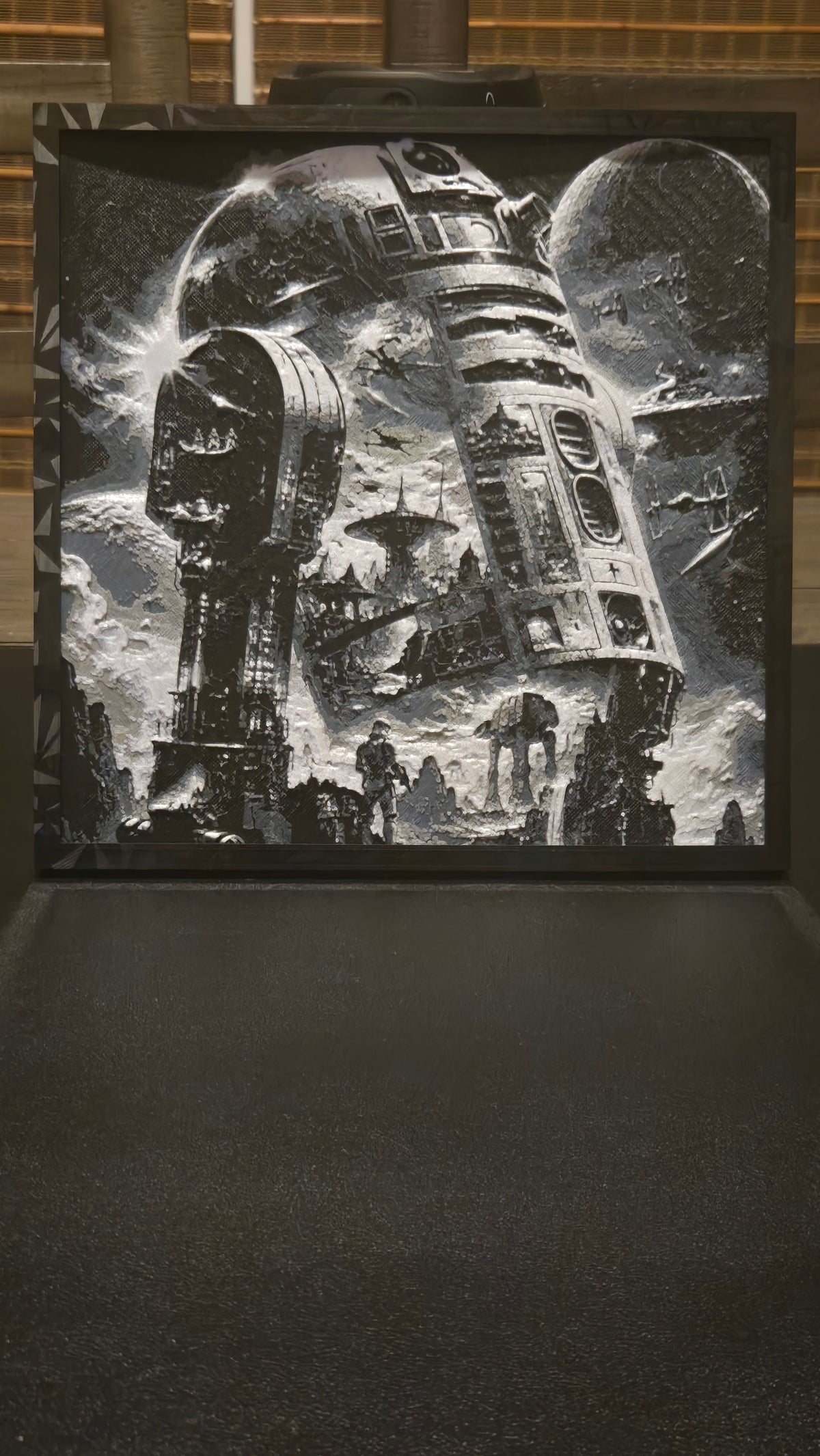 Star Wars R2-D2 Galactic Scene – Framed UV-Reactive HueForge Art