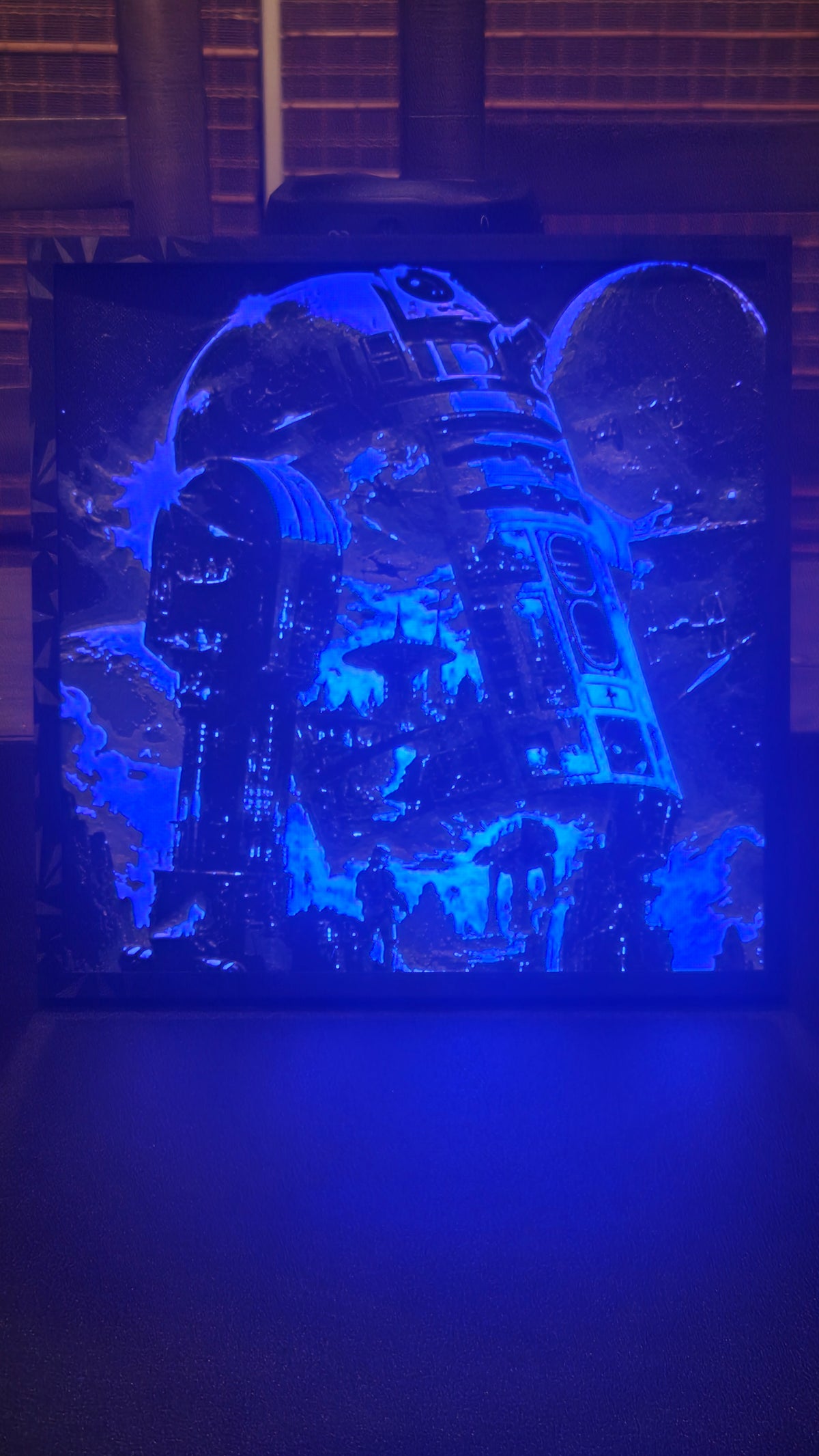 Star Wars R2-D2 Galactic Scene – Framed UV-Reactive HueForge Art