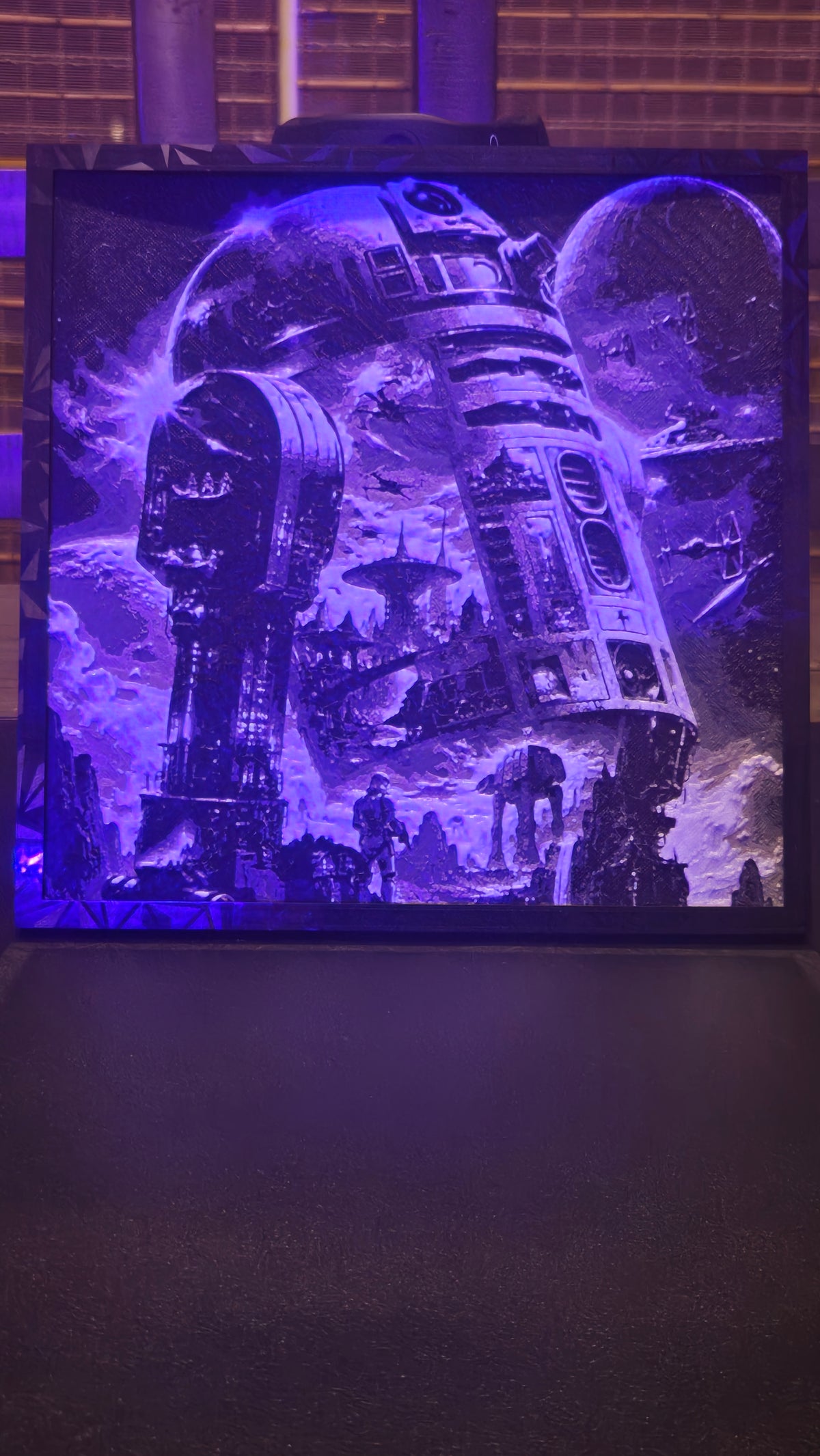 Star Wars R2-D2 Galactic Scene – Framed UV-Reactive HueForge Art