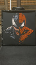 Spider-Man & Venom Split Portrait – Framed UV-Reactive HueForge Art